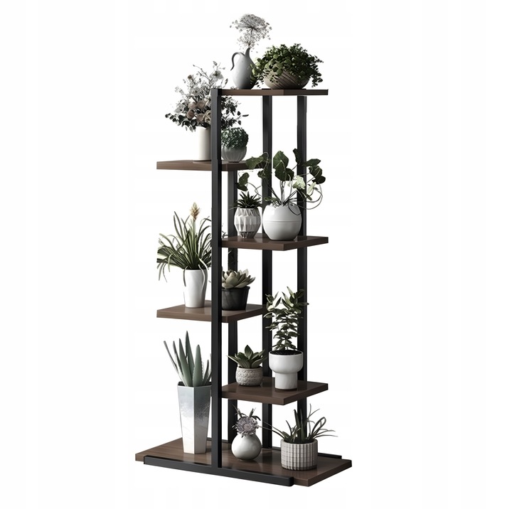 KWIETNIK METALOWY PIĘTROWY STOJĄCY STOJAK LOFT PÓŁKI NA KWIATY DĄB WYSOKI