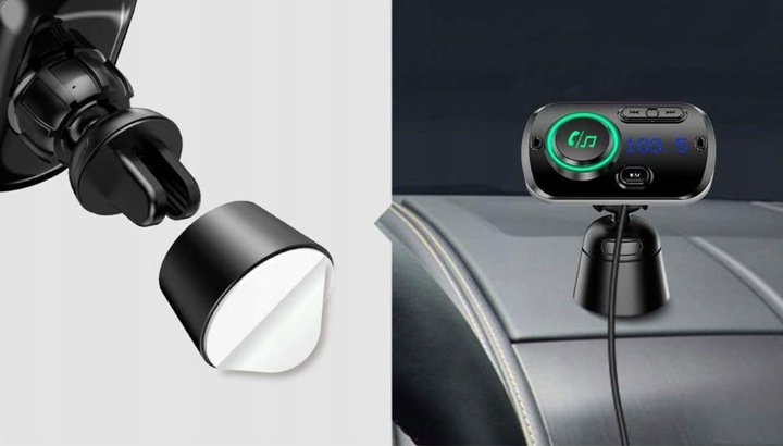 TRANSMITER BLUETOOTH FM SAMOCHODOWY 2X SZYBKA ŁADOWARKA AUX USB-C