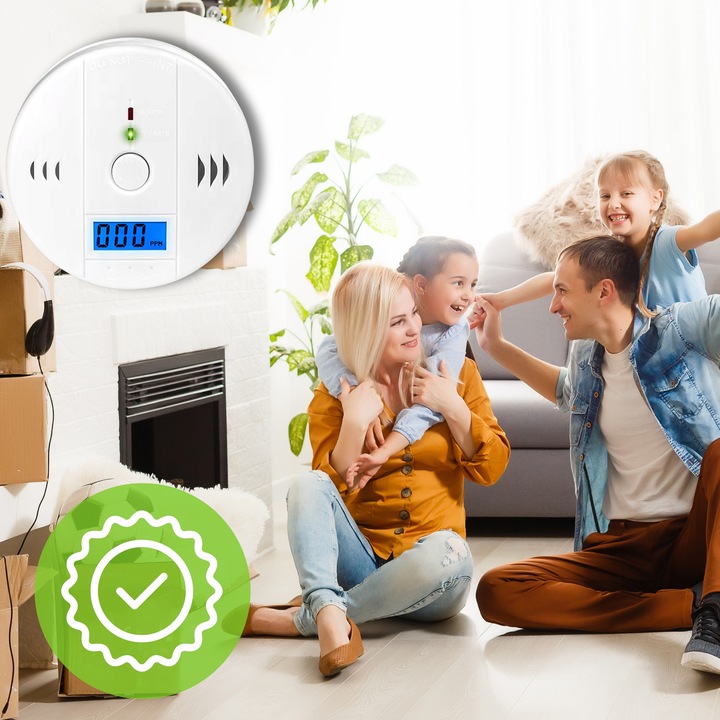 Czujnik Czadu Certyfikowany Detektor Tlenku Węgla Bezprzewodowy LCD Alarm