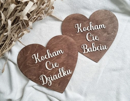 TABLICZKI DO ZDJĘĆ KOCHAM CIĘ BABCIU DZIADKU SERCE DZIEŃ BABCI 2 SZT