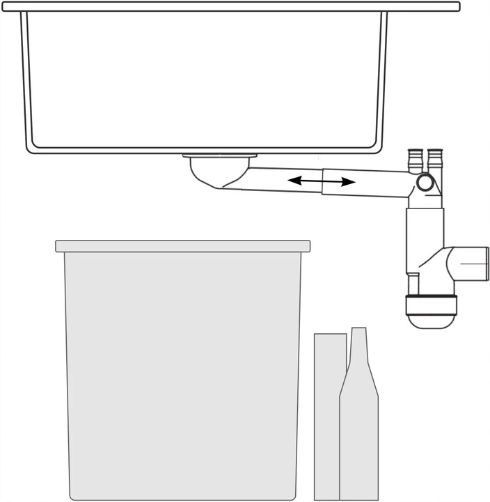 Syfon Zlewu Jednokomorowego Zlewozmywakowy Oszczędzający Miejsce Zmywarki