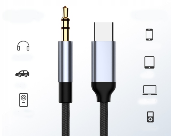 KABEL ADAPTER Przejściówka typ USB-C 3.1 mini Jack 3,5mm Audio AUX DAC 1,5m