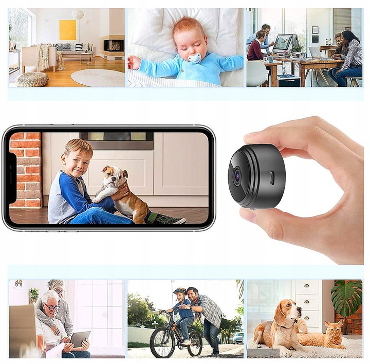 Mini Kamera Szpiegowska Full HD WIFI ukryta 91 DETEKCJA NIANIA DYSKRETNA