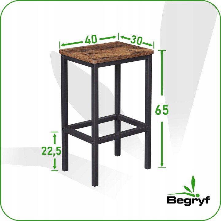 Hoker ciemny brąz taboret do kuchni barowy nowoczesny DO JADALNI LOFT