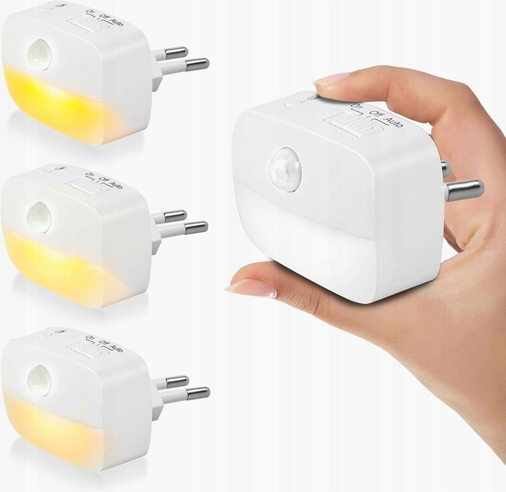 Lampka nocna DO GNIAZDKA LED z czujnikiem 3 TRTBY ŚWIATŁA ruchu kontaktu