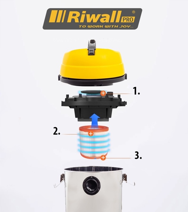 Odkurzacz przemysłowy bezworkowy Riwall FERDEK 1.0 RVC-03 DO GIPSU PYŁ