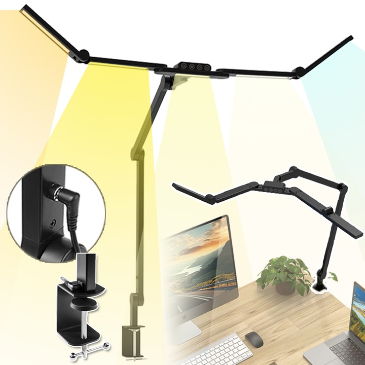 Lampa biurkowa kreślarska LED bezcieniowa z regulacją jasności barw