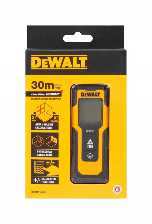 Dalmierz DeWalt DWHT77100 Laserowy Miernik Odległości Laser LCD 30 m