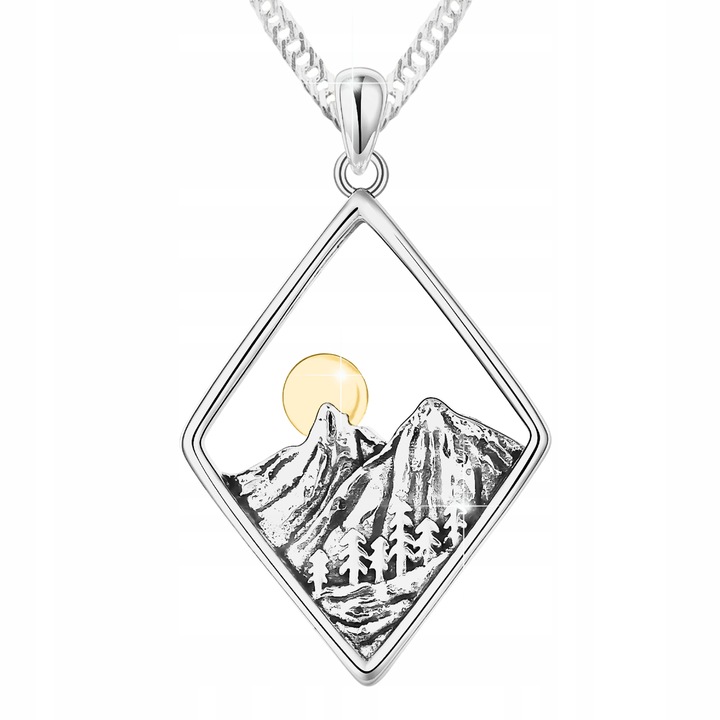 Srebrny Naszyjnik 925 z Górami Tatrami Polska Natura Góry Tatry Romb Słońce