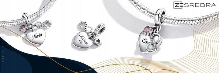 CHARMS SERCE srebro 925 NIESKOŃCZONOŚĆ GRAWER charms nieskończoność pr S925
