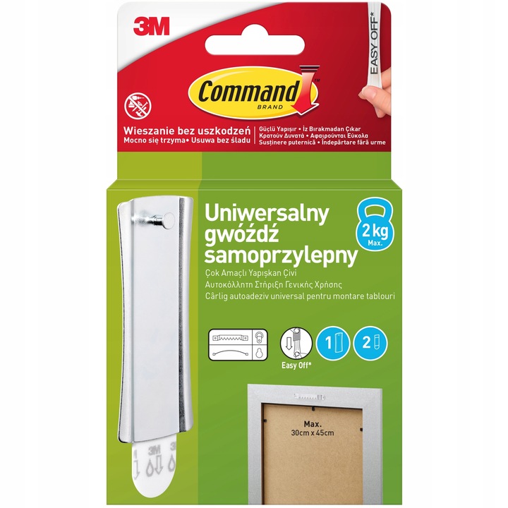 Haczyki Samoprzylepne Command do obrazów bez wiercenia do 2 kg zestaw