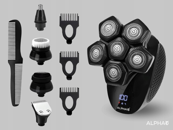 Golarka Męska Alpha 5W1 Maszynka + Trymer do Golenia Brody, Włosów i