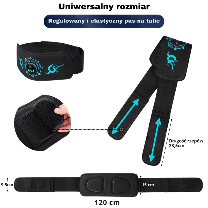 ElektroStymulator Mięśni Brzucha Pas Odchudzający ABS 6 Trybów UNIWERSALNY