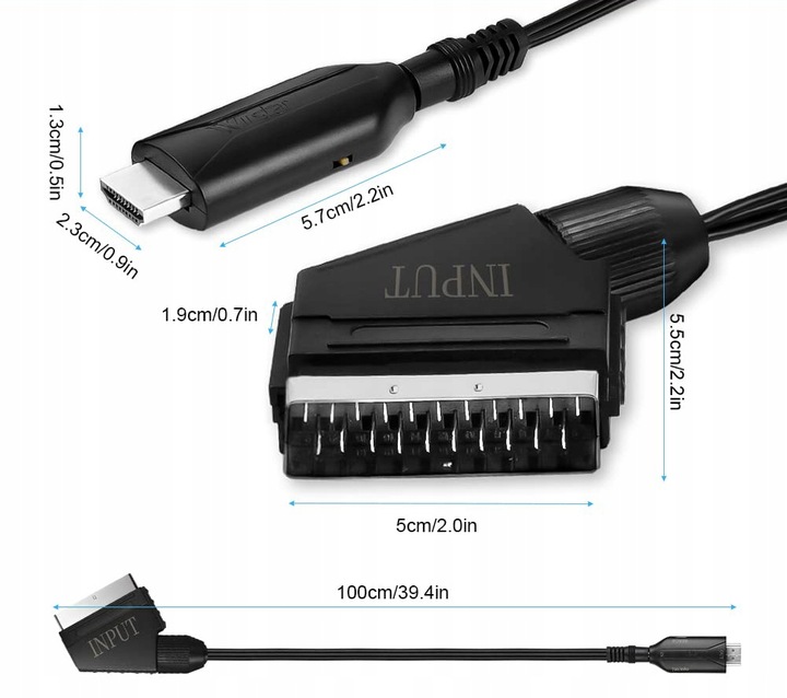Kabel adapter konwerter z Euro Scart do HDMI