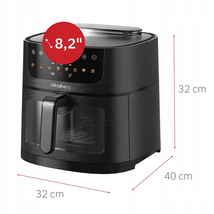 Frytkownica beztłuszczowa 8L Air Fryer Webber 1800W +WIFI +8 programów