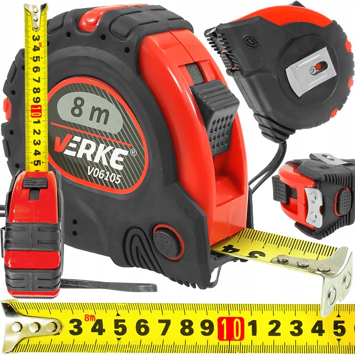 METRÓWKA RĘCZNA MIARKA METR ZWIJANY TAŚMA MIERNICZA MIARA ŻÓŁTA 8M