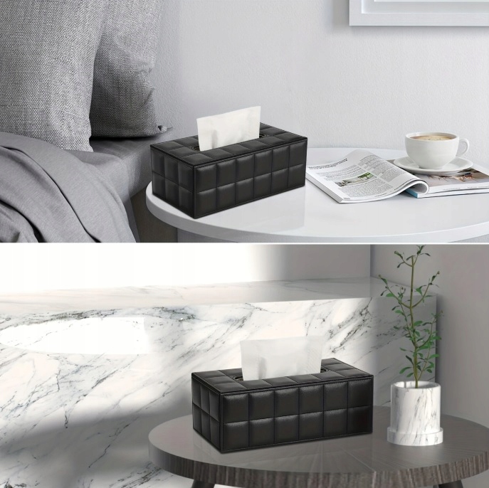 POJEMNIK PUDEŁKO NA CHUSTECZKI CHUSTECZNIK CZARNY ETUI Elegancki