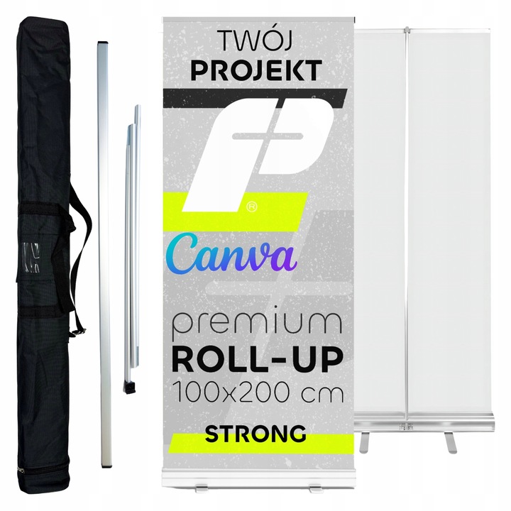 Rollup Roll-Up 100x200 Strong Z Wydrukiem Blockout Kreator Stand + Torba