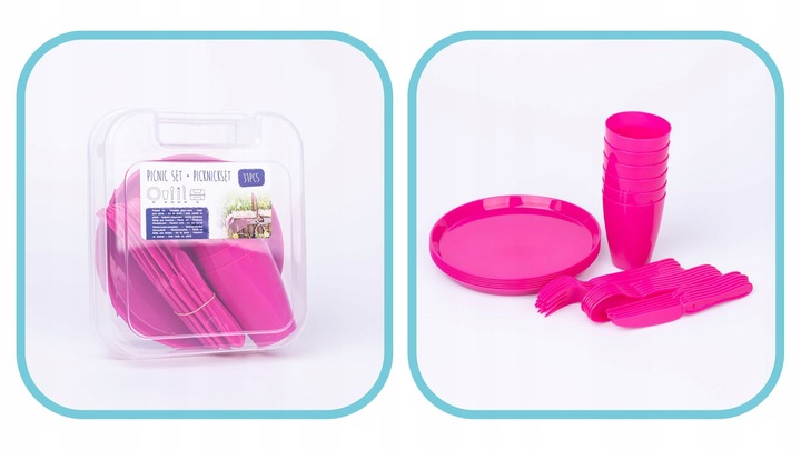 Zestaw piknikowy 31 elementów różne kolory