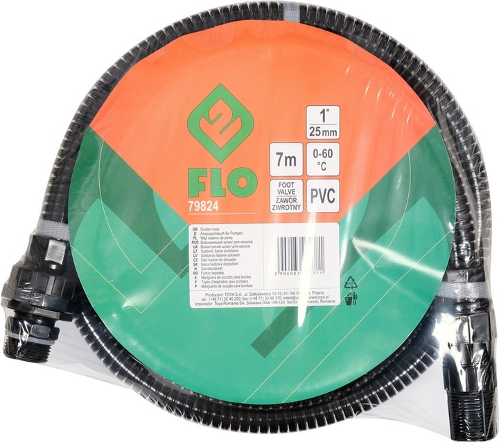 WĄŻ SSĄCY Z ZAWOREM ZWROTNYM I SITKIEM DO POMP I HYDROFORÓW 5m 1'' FLO