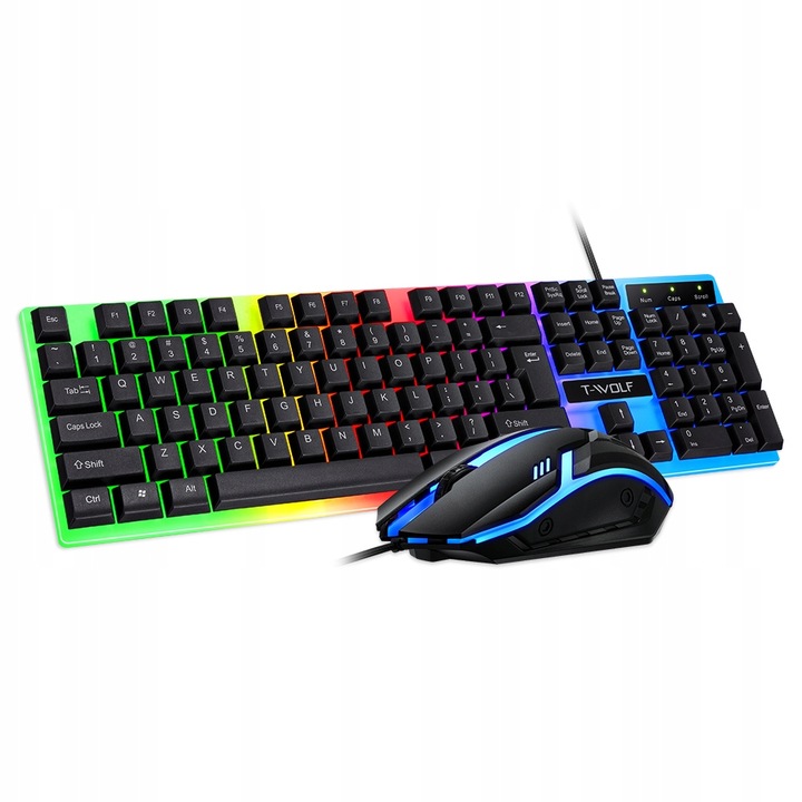 GAMINGOWA KLAWIATURA MYSZ-KA PODŚWIETLANA LED RGB