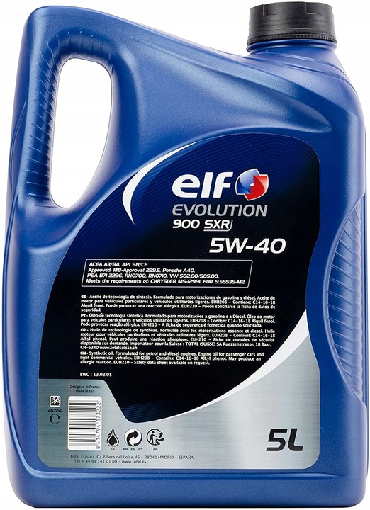 Olej silnikowy Elf Evolution 900 SXR 5W40 5L