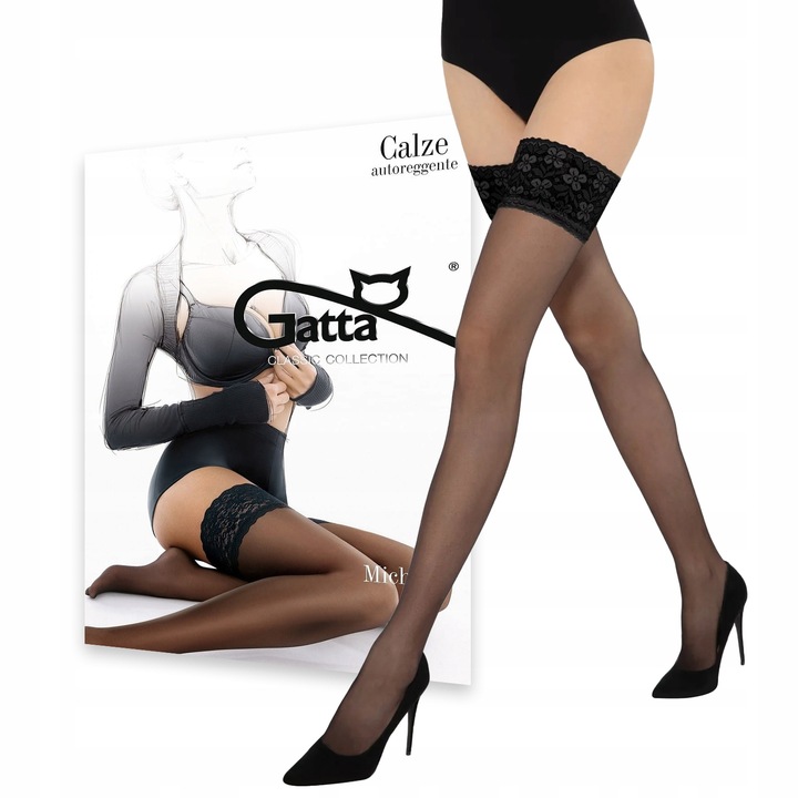 GATTA MICHELLE samonośne pończochy nero - 3/4