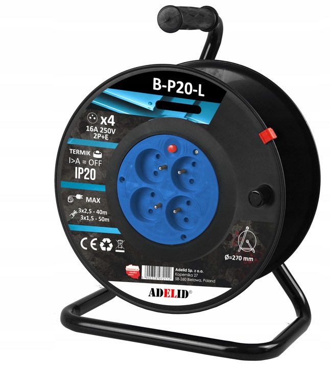 BĘBEN ZWIJAK NAWIJAK KABLA PRZEWODU PRZEDŁUŻACZA DO 50M 3X1,5MM2 40M
