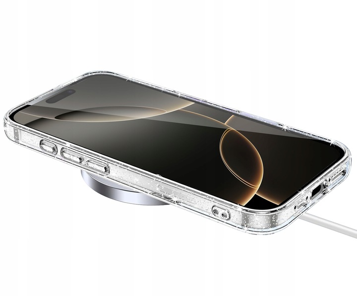 Etui do iPhone 16 Pro Max SILIKONOWE BROKAT clear CASE + SZKŁO OCHRONNE 9H