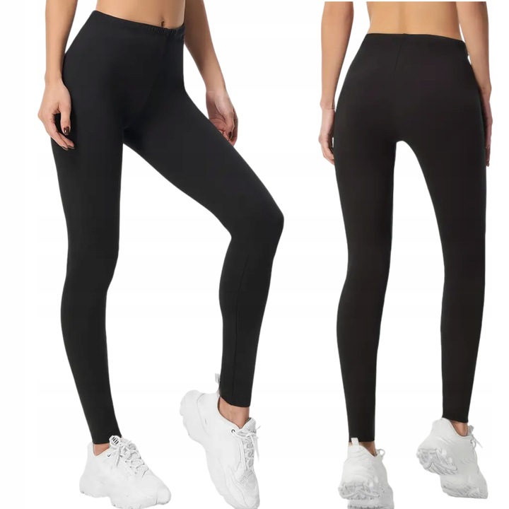 Legginsy DAMSKIE długie BAMBUSOWE Getry Wysoki Stan Czarne KRYJĄCE S/M