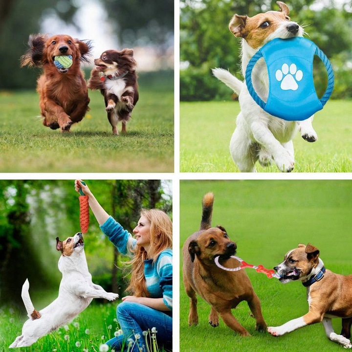 ZESTAW SZARPAKÓW ZABAWEK DLA PSA SZARPAK SZNUR PIŁKA GRYZAK FRISBEE 10 el.