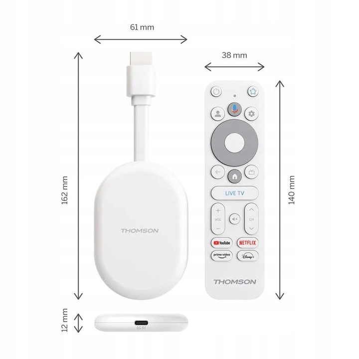 TV Stick THOMSON Cast 150 SMART TV 4K Google TV ANDROID Box Chromecast