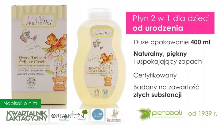 EKO PŁYN DO KĄPIELI I SZAMPON 400ml BABY ANTHYLLIS