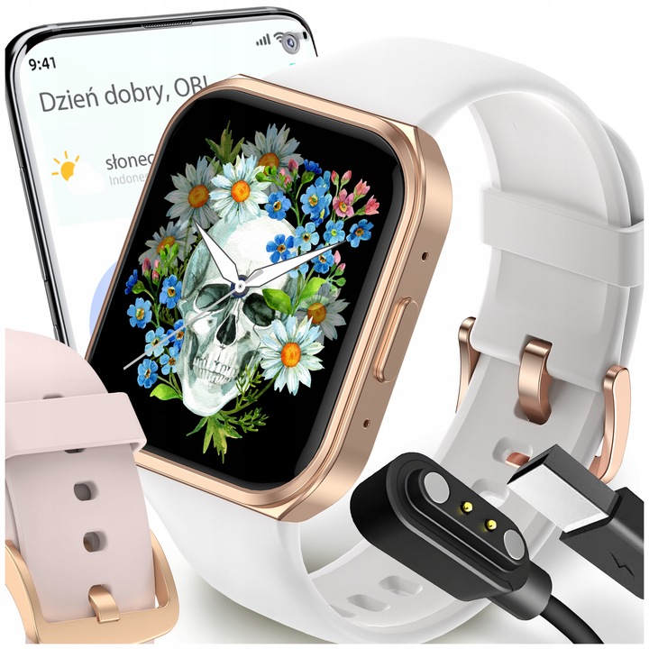 SMARTWATCH ZEGAREK MENU DAMSKI ROZMOWY GRY POLSKIE SMS 2 PASKI SMART