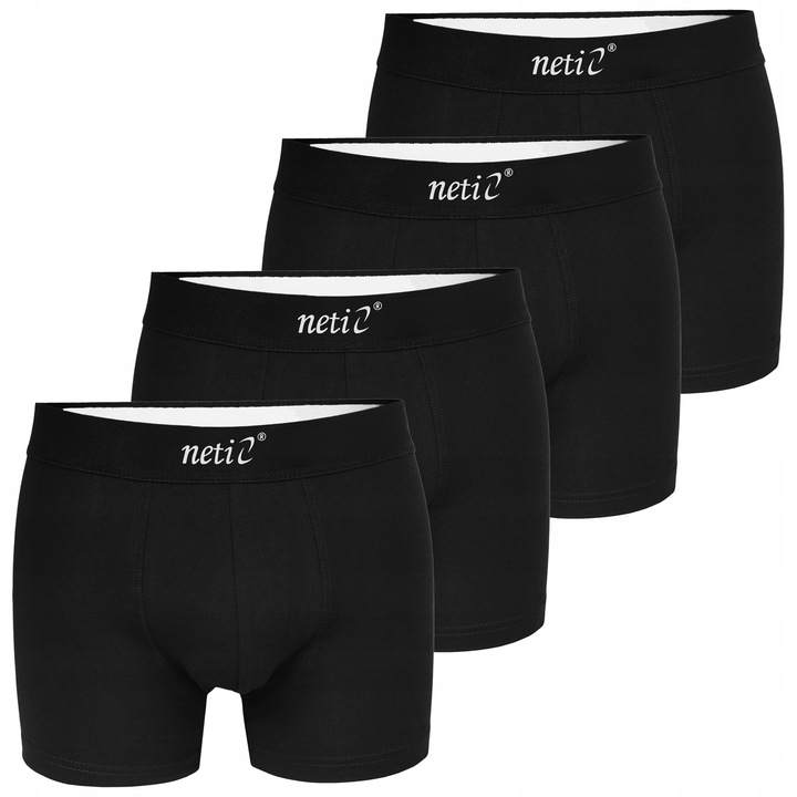 Męskie Bokserki NETi z Szeroką Gumą Bawełniane Dopasowany Krój 4-Pak