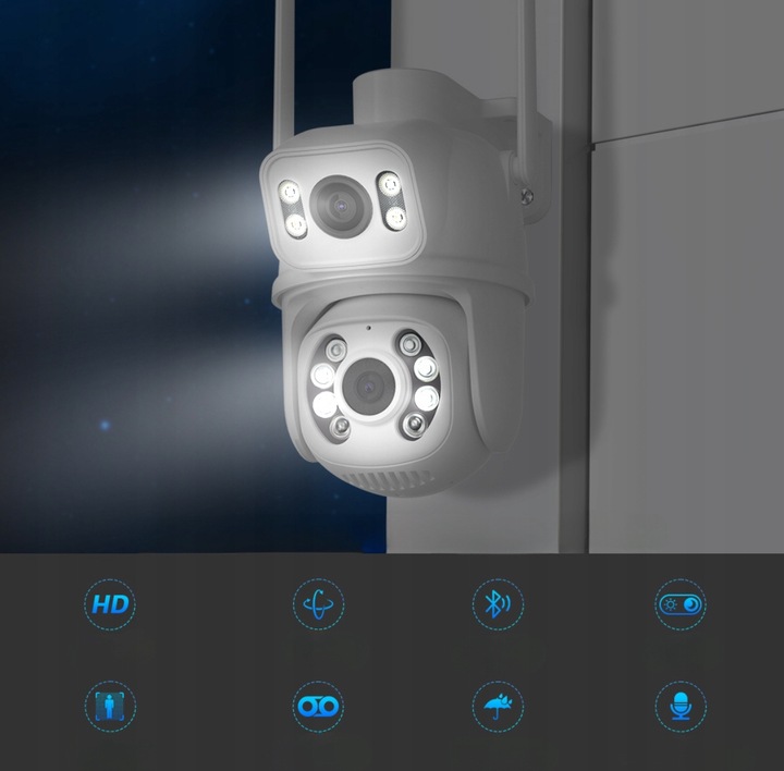 PODWÓJNA KAMERA WIFI IP SMART 8MP ALARM DETEKCJA iCSee