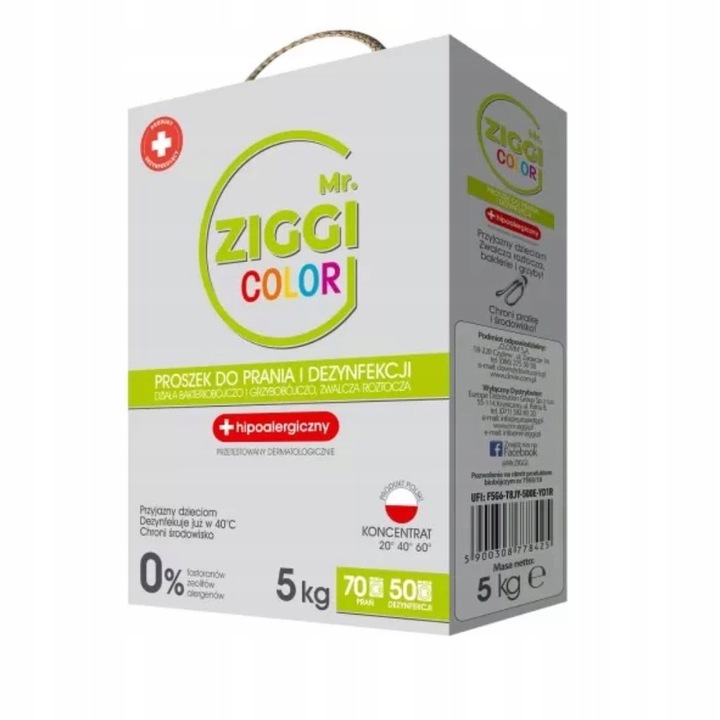 Mr. Ziggi proszek do prania i dezynfekcji hipoalergiczny do koloru 70pr 5kg