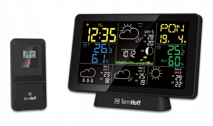 Stacja Pogody WiFi TUYA TermHoff TH-WS7 Barometr Alarm Zegar J. Polski