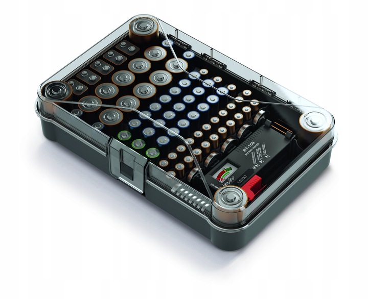 ORGANIZER NA BATERIE BATTERY BOX POJEMNIK KOSZYK NA BATERIE 85 SZT + TESTER