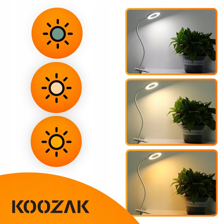 Lampka biurkowa led na biurko dla dzieci z klipsem biała do czytania