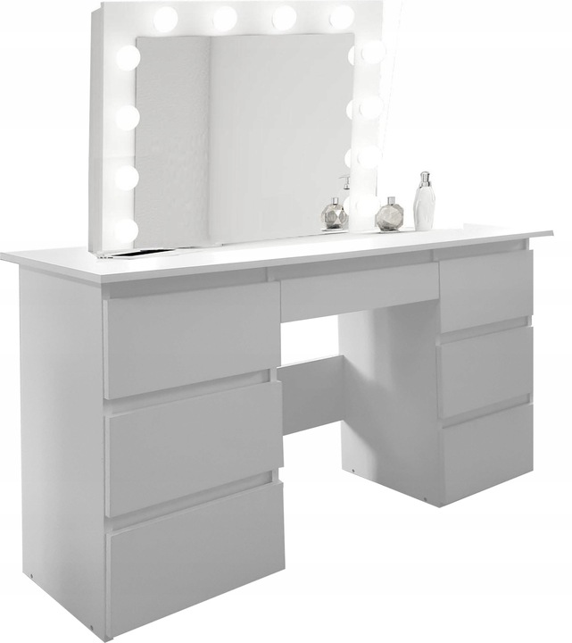 TOALETKA kosmetyczna BIAŁA z lustrem LED 12 wizaż