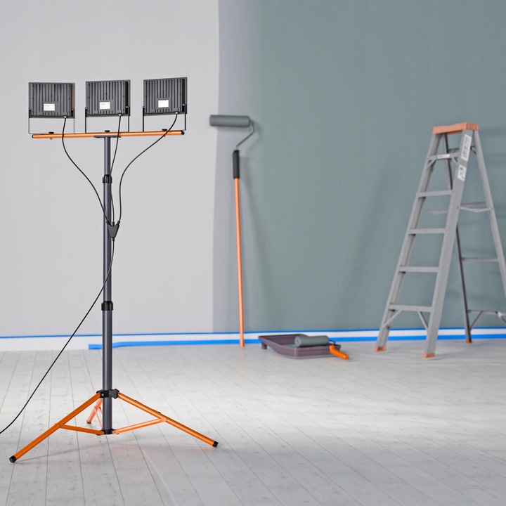 Halogen LED Statyw Budowlany Naświetlacz 3x 100W 33000lm Lampa Na