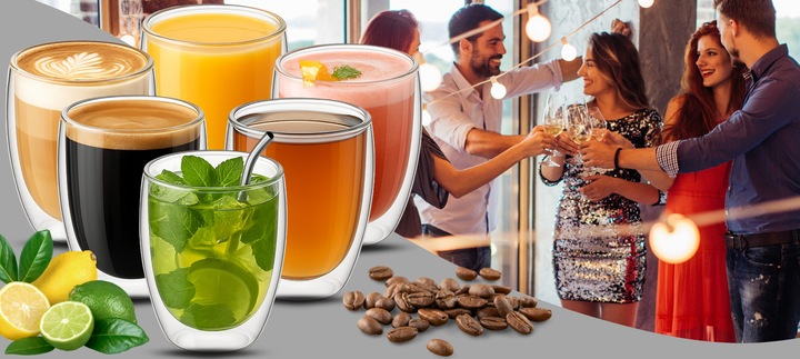 SZKLANKI DO KAWY LATTE HERBATY 350ml TERMICZNE Z PODWÓJNYM DNEM ZESTAW