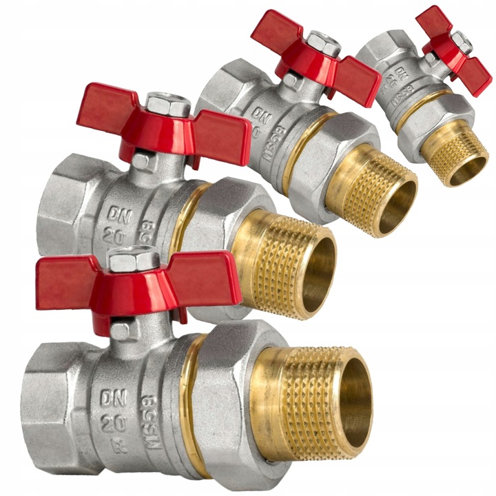 Zawór kulowy mosiężny 1" PN20 DN25 ze śrubunkiem dławik motylek