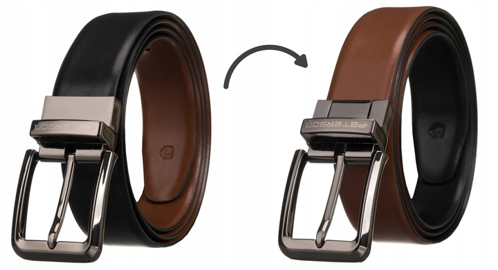 Peterson pasek męski skórzany do spodni dwustronny do garnituru