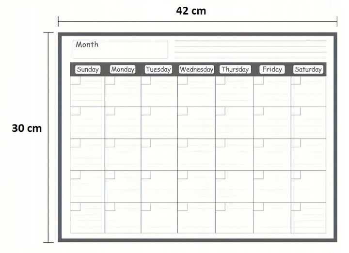 PLANER NA LODÓWKĘ MIESIĘCZNY Kalendarz magnetyczny Tablica + Gąbka MARKERY