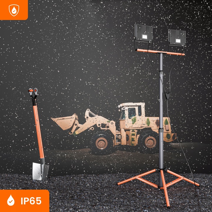 Halogen LED Statyw Budowlany Naświetlacz 2x 50W 11000lm Lampa Na