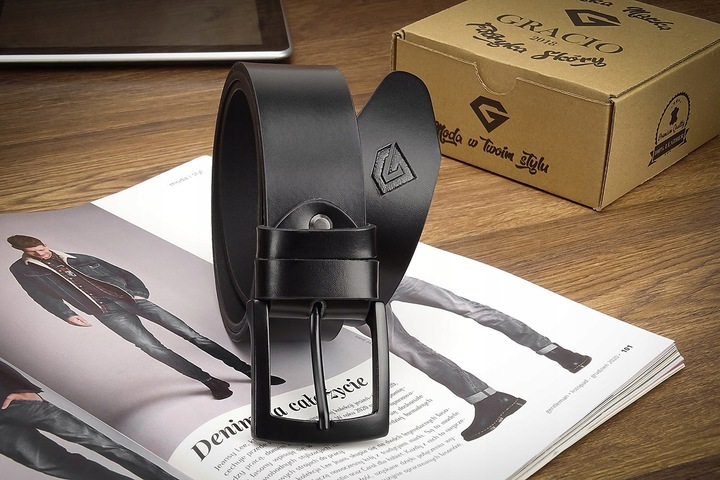 Męski Pas SKÓRZANY do Spodni JEANS szeroki 120cm