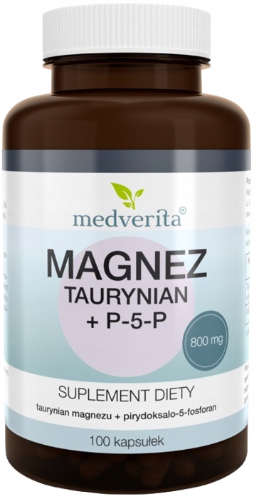 MEDVERITA Magnez Taurynian + P-5-P WITAMINA B 100 kapsułek