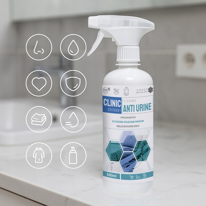 Spray Neutralizator Zapachów Usuwanie Plam Isokor Anti Urine Clinic 500ml